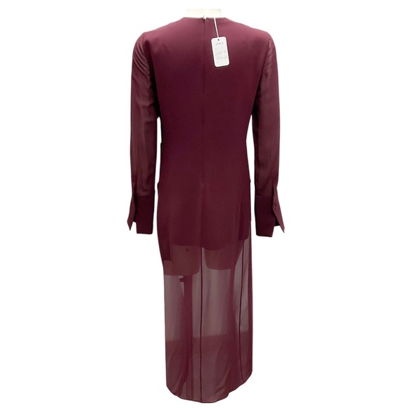 AKRIS BURGUNDY HIGH LOW SILK TOP - Picture 3 of 6